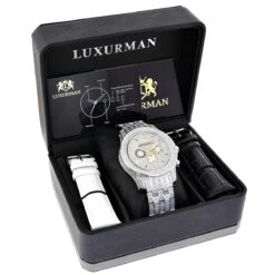 Luxurman Men's Genuine Diamond Watch 1.25ct -H'Hen Sale Store luxurman mens watches genuine diamond watch 125ct p 9301box