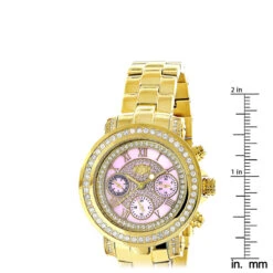 Luxurman Montana Ladies Diamond Watch 2ct Yellow Gold Plated Pink MOP 11 Luxurman Montana Ladies Diamond Watch 2ct Yellow Gold Plated Pink MOP -H'Hen Sale Store luxurman montana ladies diamond watch 2ct yellow gold plated pink mop ruler