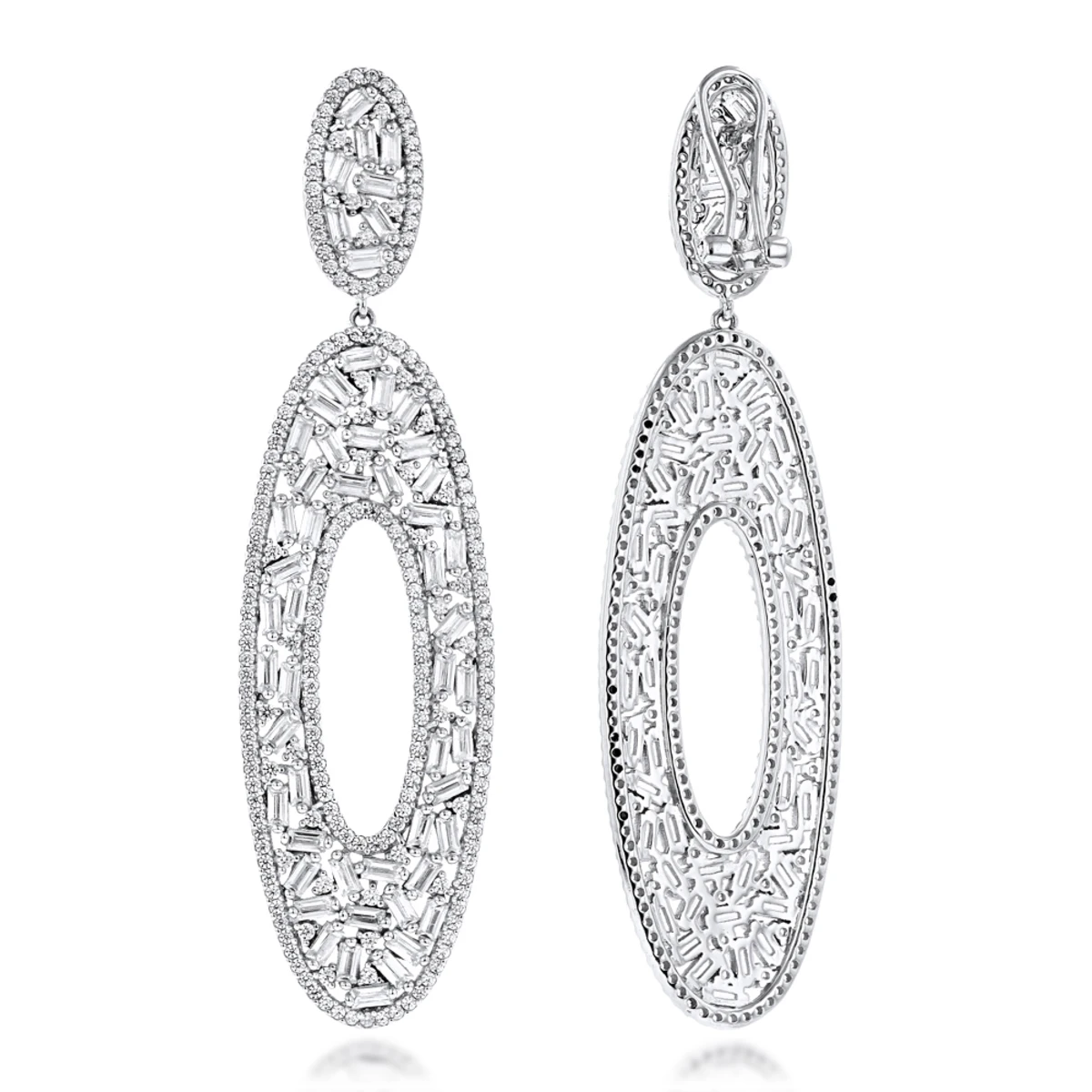 LUXURMAN Oval Designer Diamond Drop Earrings For Women 14K White Gold 9ct 3 LUXURMAN Oval Designer Diamond Drop Earrings For Women 14K White Gold 9ct