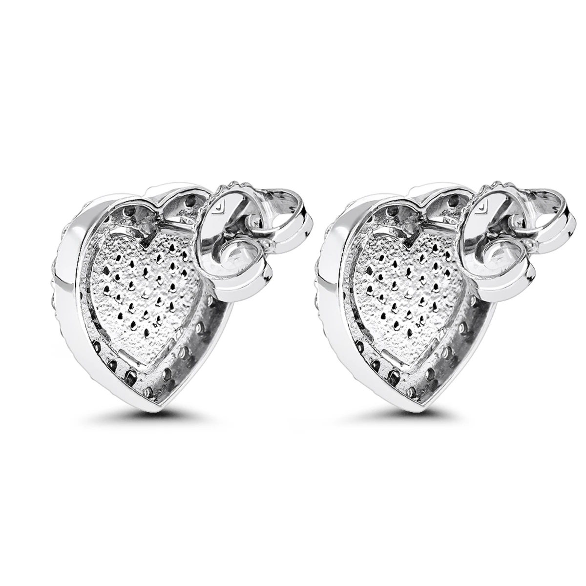 Luxurman Platinum Diamond Heart Earrings Studs 0.5ctw 4 Luxurman Platinum Diamond Heart Earrings Studs 0.5ctw - Image 2