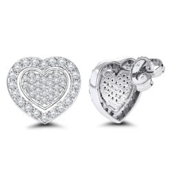 Luxurman Platinum Diamond Heart Earrings Studs 0.5ctw