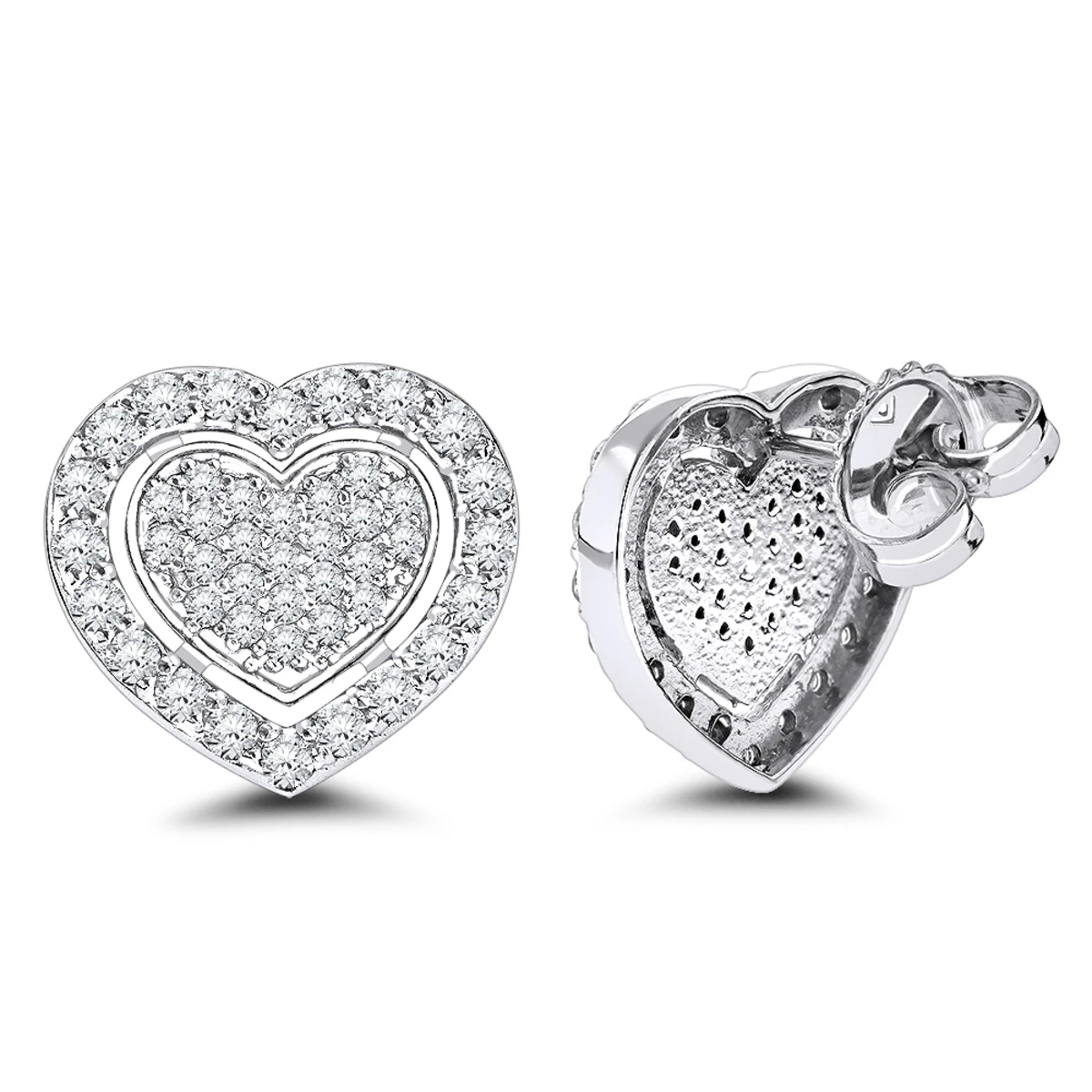 Luxurman Platinum Diamond Heart Earrings Studs 0.5ctw 3 Luxurman Platinum Diamond Heart Earrings Studs 0.5ctw