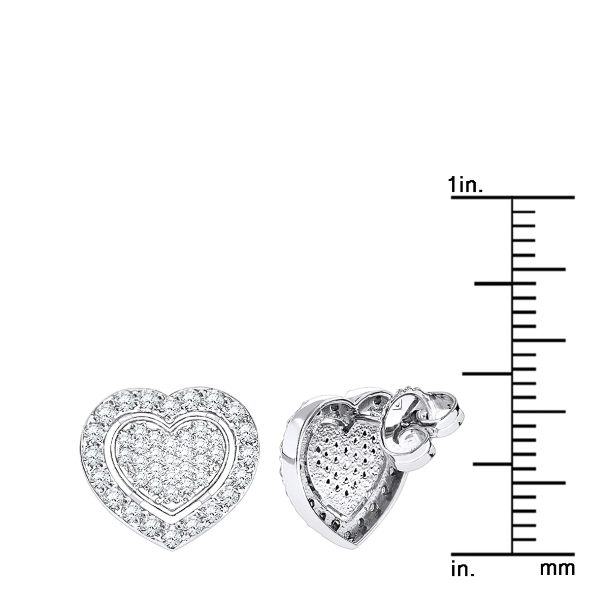 Luxurman Platinum Diamond Heart Earrings Studs 0.5ctw 6 Luxurman Platinum Diamond Heart Earrings Studs 0.5ctw - Image 4