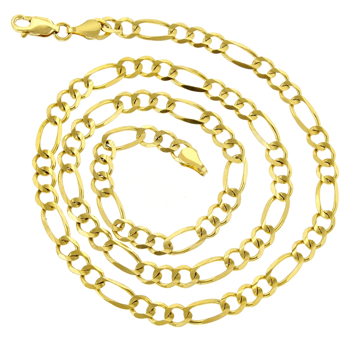 LUXURMAN Solid 10K Yellow Gold Figaro Chain For Men & Women 5mm Wide 4 LUXURMAN Solid 10K Yellow Gold Figaro Chain For Men & Women 5mm Wide - Image 2