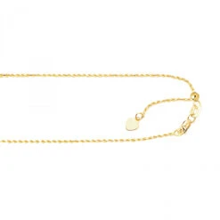 LUXURMAN Solid 10K Yellow Gold Rope Chain For Women Adjustable 1mm Wide