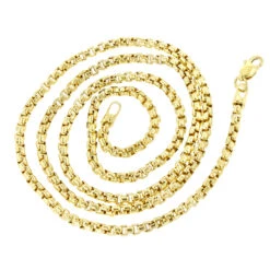 Solid 14K Yellow Gold Box Chain For Men & Women Round 2.4mm Wide -H'Hen Sale Store luxurman solid 14k gold box chain for men women round 24mm wide backye