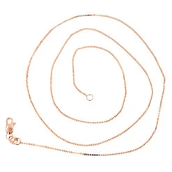 LUXURMAN Solid 14K Yellow Gold Box Chain For Women 0.8mm Wide -H'Hen Sale Store luxurman solid 14k gold box chain for women 08mm wide backro