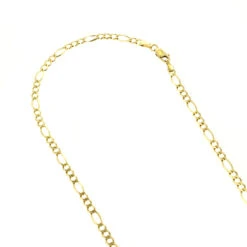 LUXURMAN Solid 14K Yellow Gold Figaro Chain For Men & Women 3mm Wide