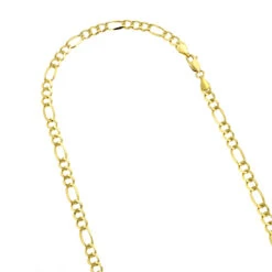 LUXURMAN Solid 14K Yellow Gold Figaro Chain For Men & Women 4mm Wide