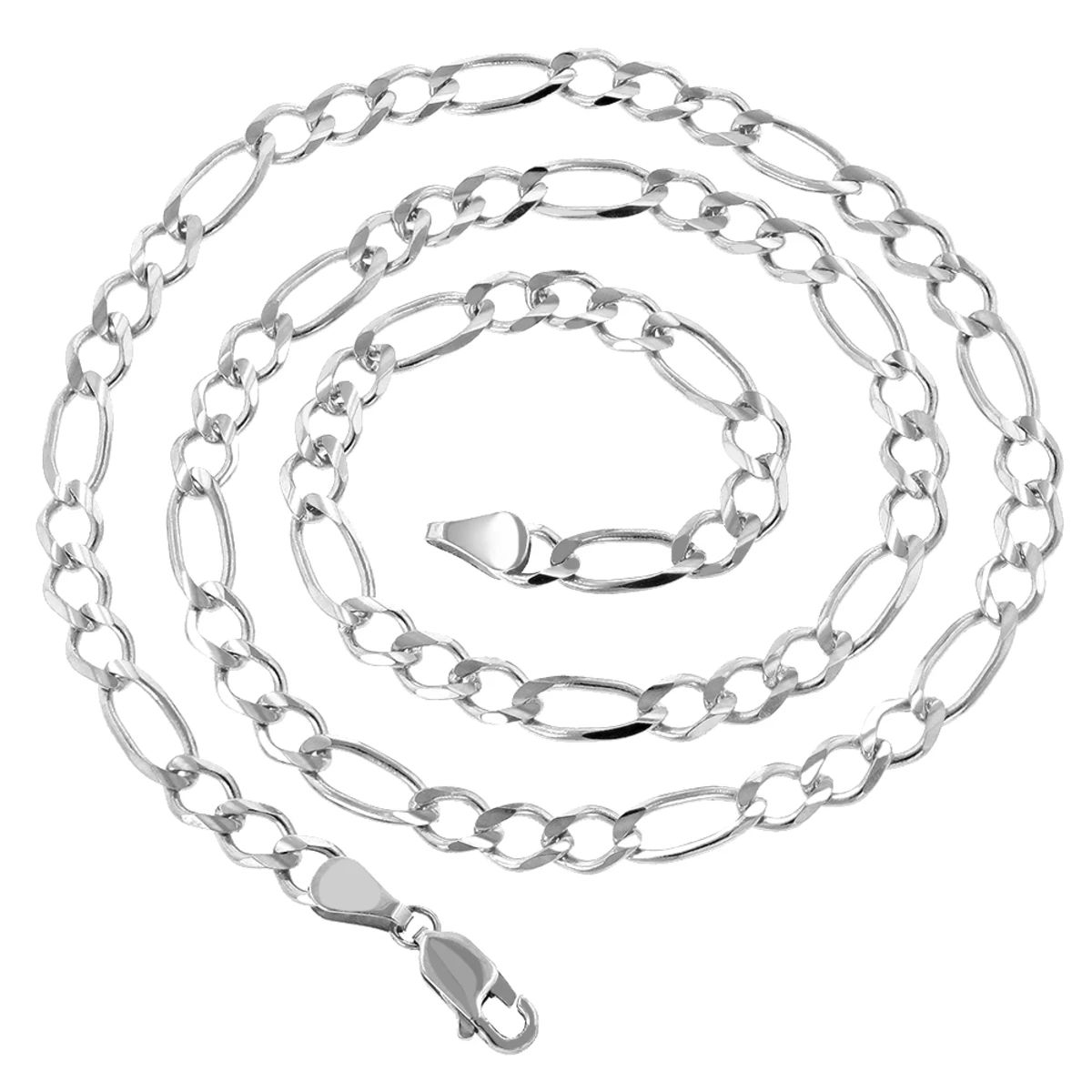 LUXURMAN Solid 14K White Gold Figaro Chain For Men & Women 6mm Wide 5 LUXURMAN Solid 14K White Gold Figaro Chain For Men & Women 6mm Wide - Image 3