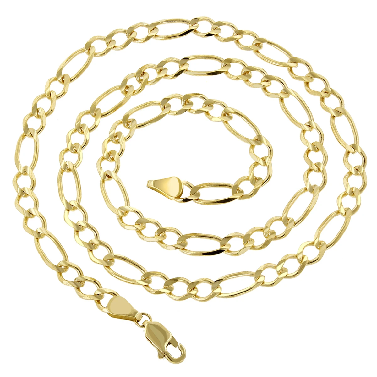 LUXURMAN Solid 14K Yellow Gold Figaro Chain For Men & Women 7mm Wide 4 LUXURMAN Solid 14K Yellow Gold Figaro Chain For Men & Women 7mm Wide - Image 2