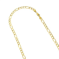 LUXURMAN Solid 14K Yellow Gold Figaro Chain For Men & Women 7mm Wide