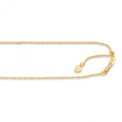 LUXURMAN Solid 14K Yellow Gold Rope Chain For Men & Women Adjustable 1.1mm