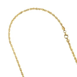 LUXURMAN Solid 14K Yellow Gold Rope Chain For Men & Women Diamond Cut 3mm