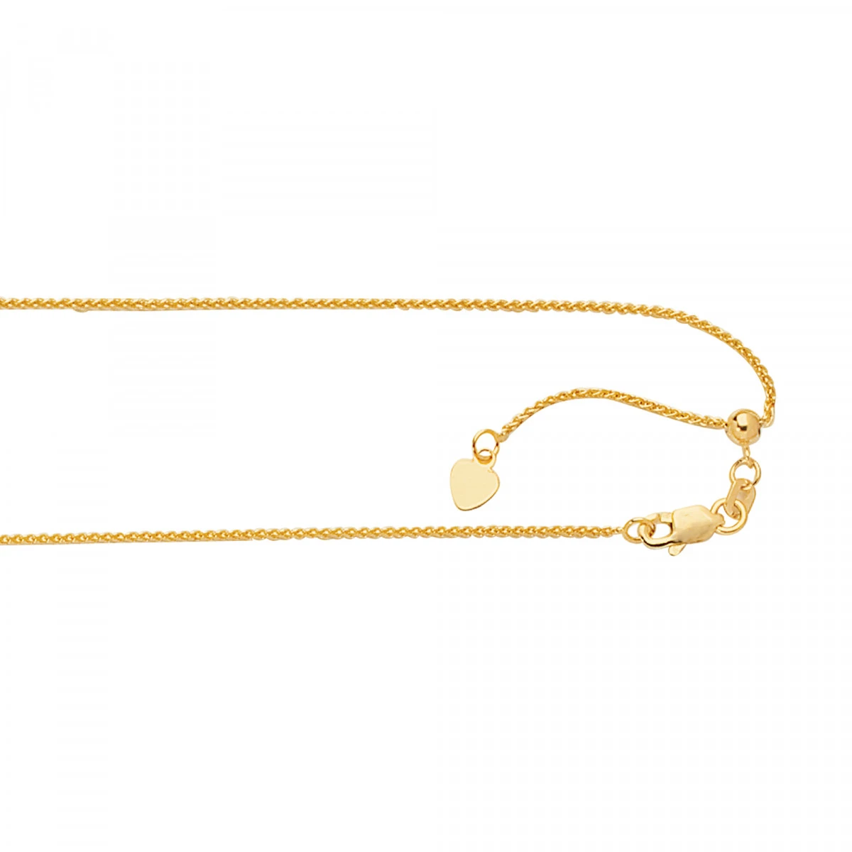 LUXURMAN Solid 14K Yellow Gold Round Wheat Chain Adjustable 1mm 3 LUXURMAN Solid 14K Yellow Gold Round Wheat Chain Adjustable 1mm