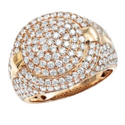 Luxurman Statement Men's Diamond 14K Yellow Gold Pinky Ring Round Shape 3.75c -H'Hen Sale Store luxurman statement mens diamond rings 14k gold pinky ring round shape 3 75c ro