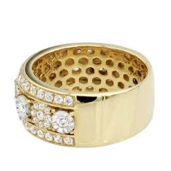 Luxurman Unique Men's Diamond Wedding Band 14K Yellow Gold 2.25ct Anniversary Ring -H'Hen Sale Store luxurman unique mens diamond wedding band 14k gold 2 25ct anniversary ring backye