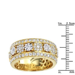 Luxurman Unique Men's Diamond Wedding Band 14K Yellow Gold 2.25ct Anniversary Ring -H'Hen Sale Store luxurman unique mens diamond wedding band 14k gold 2 25ct anniversary ring rulerye