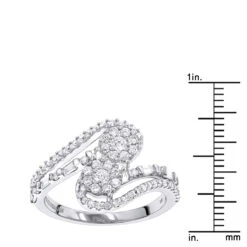 LUXURMAN Unique Women's 14K White Gold 2 Cluster Diamond Ring 0.8ct 13 LUXURMAN Unique Women's 14K White Gold 2 Cluster Diamond Ring 0.8ct -H'Hen Sale Store luxurman unique womens diamond rings 14k gold 2 cluster diamond ring 08ct rulerwh