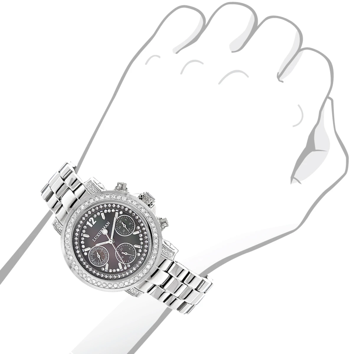 Luxurman Ladies Diamond Watch 2ct 4 Luxurman Ladies Diamond Watch 2ct - Image 2