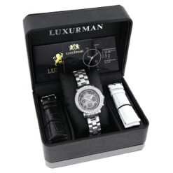 Luxurman Ladies Diamond Watch 3ct Black -H'Hen Sale Store luxurman watches ladies diamond watch 3ct black p 43231box