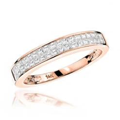 Luxurman 1 Carat Princess Cut Diamond Wedding Band 14K White Gold -H'Hen Sale Store luxurman wedding rings 1 carat princess cut diamond wedding band 14k gold ro