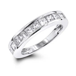 Luxurman 1 Row Princess Cut Diamond Wedding Band 1.6ct G/VS 14K White Gold
