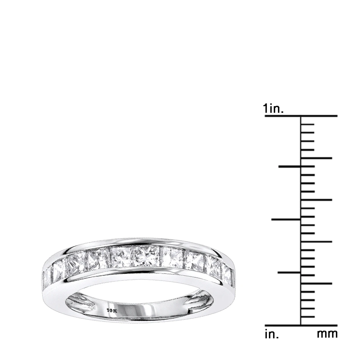 Luxurman 1 Row Princess Cut Diamond Wedding Band 1.6ct G/VS 14K White Gold 8 Luxurman 1 Row Princess Cut Diamond Wedding Band 1.6ct G/VS 14K White Gold - Image 6
