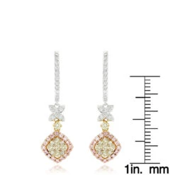 Luxurman White Yellow Pink Diamond Drop Earrings For Women 1.4ct 14K Gold -H'Hen Sale Store luxurman white yellow pink diamond drop earrings for women 14ct 14k gold rulerwh