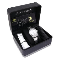 Luxurman Swiss Quartz Women's Diamond Watch Stainless Steel Band Tribeca -H'Hen Sale Store luxurman womens diamond watch stainless steel tribeca15ctbox