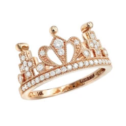 Luxurman Women's 14K Yellow Gold Queen Crown Ring With Diamonds 0.35ct -H'Hen Sale Store luxurman womens rings 14k gold queen crown ring with diamonds 0 35ct ro