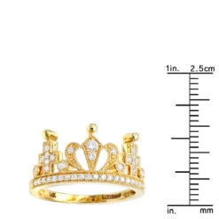 Luxurman Women's 14K Yellow Gold Queen Crown Ring With Diamonds 0.35ct -H'Hen Sale Store luxurman womens rings 14k gold queen crown ring with diamonds 0 35ct rulerye