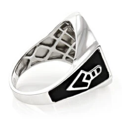 14K White Gold Masonic Diamond Ring 0.05ct For Men -H'Hen Sale Store masonic diamond ring 005ct 14k gold mens jewelry backwh