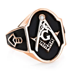 14K White Gold Masonic Diamond Ring 0.05ct For Men -H'Hen Sale Store masonic diamond ring 005ct 14k gold mens jewelry ro