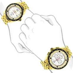 Matching His And Hers Yellow Gold Plated Diamond Watch Set 1.05ct -H'Hen Sale Store matching his and hers watches yellow gold plated diamond watch set 105ct bod
