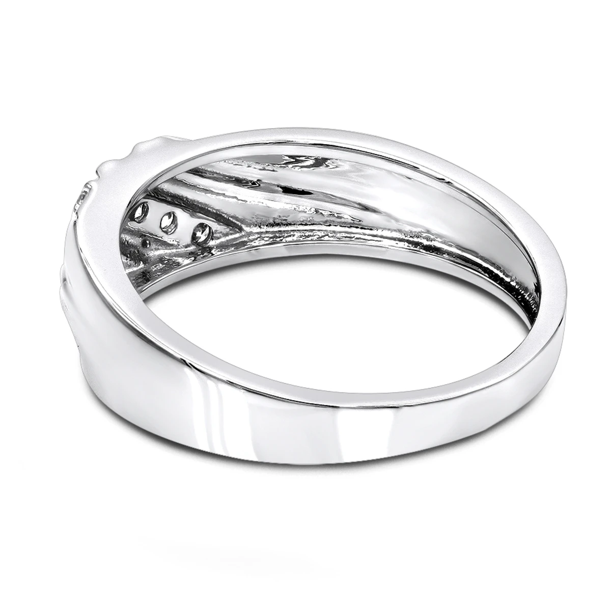 Men's 14K White Gold 5 Stone Diamond Wedding Band 0.20ct 6 Men's 14K White Gold 5 Stone Diamond Wedding Band 0.20ct - Image 4