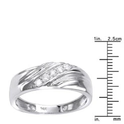 Men's 14K White Gold 5 Stone Diamond Wedding Band 0.20ct 12 Men's 14K White Gold 5 Stone Diamond Wedding Band 0.20ct -H'Hen Sale Store mens 14k 5 stone diamond wedding band 020ct p 22527 rulerwh