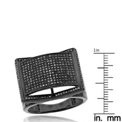 Men's 14K Black Plated Gold Black On Black Diamond Ring 1 Ct -H'Hen Sale Store mens 14k black on black diamond ring 128ct p 22403 ruler