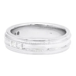 Men's 14K White Gold 10 Year Anniversary Ring 1 Carat Princess Diamonds Wedding Band 11 Men's 14K White Gold 10 Year Anniversary Ring 1 Carat Princess Diamonds Wedding Band -H'Hen Sale Store mens 14k gold 10 year anniversary ring 1 carat princess diamonds wedding band 004894 w back white