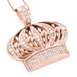 Men's 14K White Gold Crown Diamond Pendant 1.37ct 9 Men's 14K White Gold Crown Diamond Pendant 1.37ct -H'Hen Sale Store mens 14k gold crown diamond pendant 137ct p 5928 ro