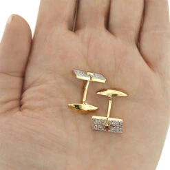 Men's 14K Yellow Gold Diamond Amethyst Cufflinks 2.5ct 5 Men's 14K Yellow Gold Diamond Amethyst Cufflinks 2.5ct -H'Hen Sale Store mens 14k gold diamond amethyst cufflinks 25ct 3