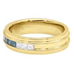 Men's 14K White Gold White Blue Diamond Wedding Band 0.98ct -H'Hen Sale Store mens 14k gold white blue diamond wedding band 098ct p 6432 backye