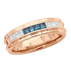 Men's 14K White Gold White Blue Diamond Wedding Band 0.98ct -H'Hen Sale Store mens 14k gold white blue diamond wedding band 098ct p 6432 ro