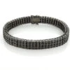 Men's 3 Row Black Diamond Bracelet 0.5ct In Sterling Silver