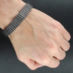 Men's 4 Row Black Diamond Bracelet 0.90ct Sterling Silver 7 Men's 4 Row Black Diamond Bracelet 0.90ct Sterling Silver -H'Hen Sale Store mens 4 row black diamond bracelet 090ct sterling silver p 49428bod