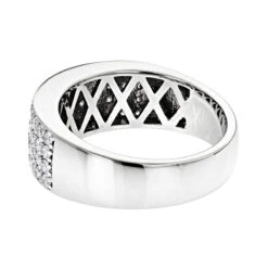 Men's 4 Row Diamond Wedding Band 1.39ct 14K White Gold -H'Hen Sale Store mens 4 row diamond wedding band 139ct 14k gold p 44417 backwh