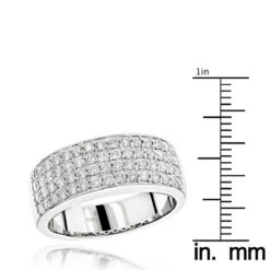 Men's 4 Row Diamond Wedding Band 1.39ct 14K White Gold -H'Hen Sale Store mens 4 row diamond wedding band 139ct 14k gold p 44417 rulerwh