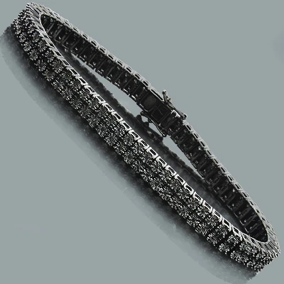 Men's Black Diamond Bracelet 0.50ct Black Rhodium Sterling Silver 3 Men's Black Diamond Bracelet 0.50ct Black Rhodium Sterling Silver