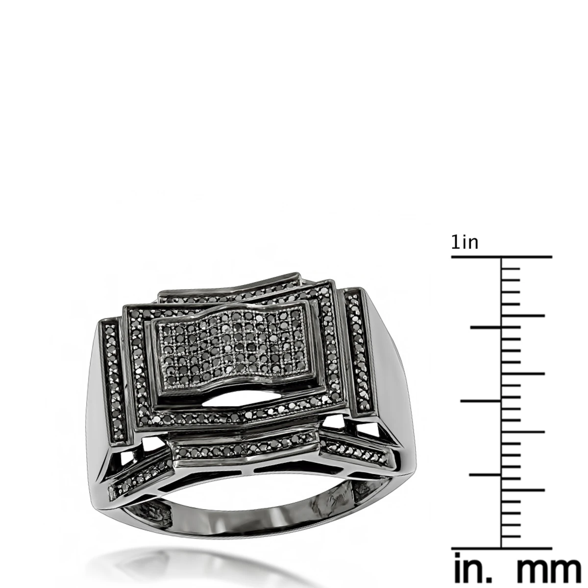 Men's Black Diamond Ring 0.5 Ct 10K Black Plated Gold 6 Men's Black Diamond Ring 0.5 Ct 10K Black Plated Gold - Image 4