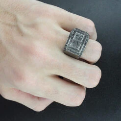 Men's Black Diamond Ring 0.5 Ct 10K Black Plated Gold 8 Men's Black Diamond Ring 0.5 Ct 10K Black Plated Gold -H'Hen Sale Store mens black diamond ring 058ct 10k p 42281bod